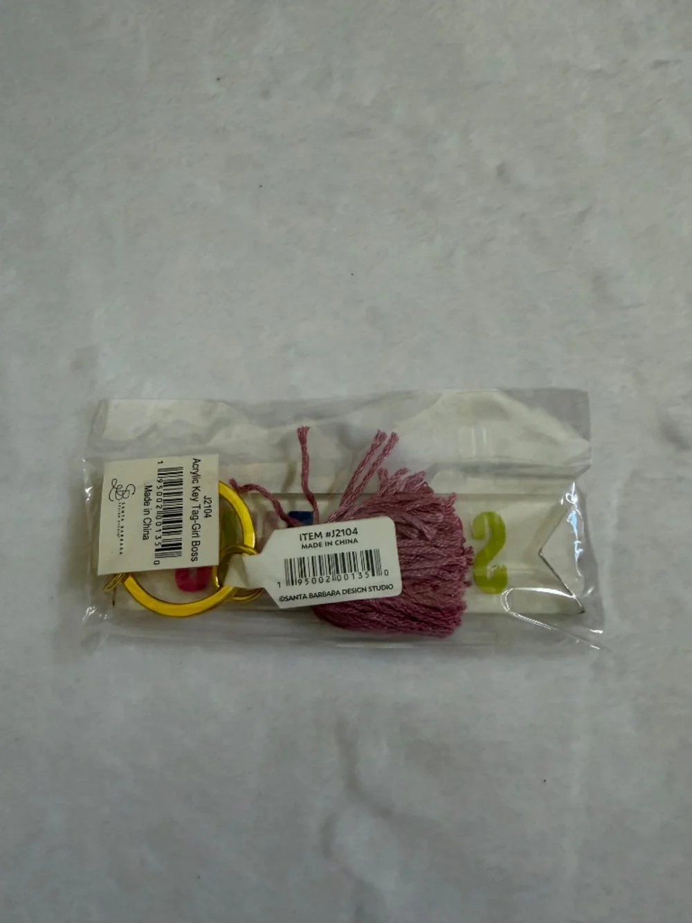 Santa Barbara Design Studio “Girl Boss” Acrylic Multicolor Keychain Pink Tassel